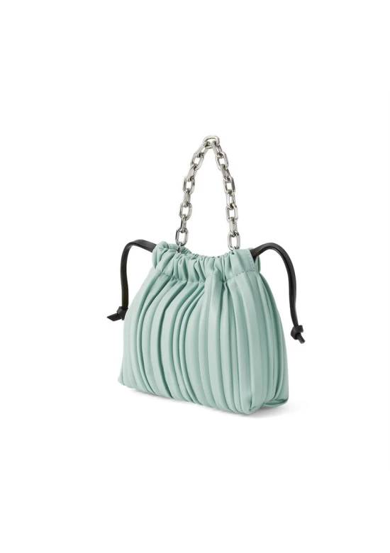 Charles Keith Pleated Covered Shoulder Bucket Bag Mint Green